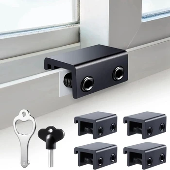 4DB Csúszó ablakzárak Biztonsági ablakzárak Állítható alumínium tolóablak-ütközők kulcsokkal