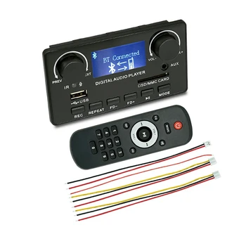 LCD kijelző Bluetooth 5.0 MP3 dekóder kártya támogatás kihangosító felvétel FM DC 12V MP3 WMA WAV APE FLAC Audio lejátszó