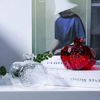 Gránátalma üveg váza Lakberendezés Virág váza gyümölcshöz Cachepot virágokhoz Szoba dekoráció Kreativitás Északi dekoráció