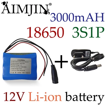 3S1P 12V 3000mAh újratölthető 18650 lítium-ion akkumulátor alkalmas CCTV kamera kamera monitor Akkumulátor + töltő