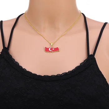 Törökország rozsdamentes acél csöpögő olaj térkép medál nyaklánc