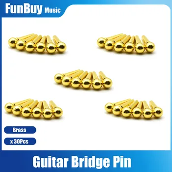 30Pcs BrassTailTailpiece Endpin Guitar Bridge Pin Folk Acoustic Guitar String Pin Peg Nail
