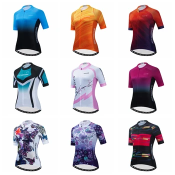 2022 Kerékpáros mez női kerékpár MTB Top Summer Racing Road Mountain Shirt Női kerékpár ruházat Downhill Racing egyenruha narancssárga