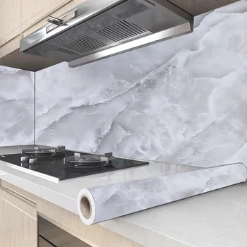 60cm szélesség Olajálló márvány matricák konyhaszekrényekhez Vinil tapéta öntapadó vízálló kontaktpapír a fürdőszobában