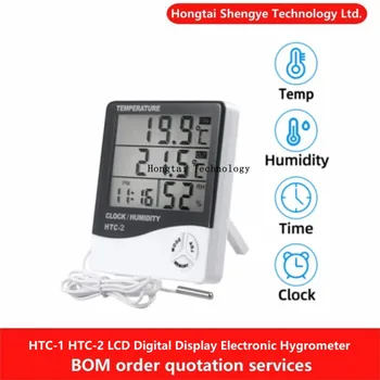 HTC-1 HTC-2 LCD digitális elektronikus higrométer Kezdőlap Smart Electric Digitális higrométer Meteorológiai állomás óra Kültéri hőmérő