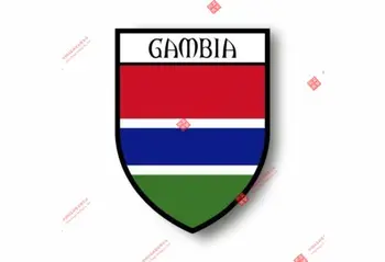 Személyiség matricák Matrica Emléktárgy Vinil Autó Pajzs Város zászló World Crest Gambia autó matrica dekoráció laptop