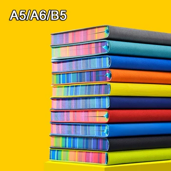 A6/A5/B5 Színes szélű bőr notebook Bélelt papírok Napló Jegyzettömb Jegyzettervező Hordozható Stílusos irodai notebookok