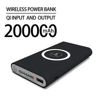 200000mAh Power Bank vezeték nélküli hordozható töltés 2 USB telefon külsőAkkumulátor töltőPoverbank iPhone-ra és Androidra + Ingyenes szállítás