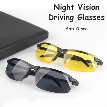 Éjjellátó férfi szemüveg tükröződésmentes vezetés félkeretes napszemüveg vezetőnek kültéri sportszemüveg női nappali és éjszakai szemüveg
