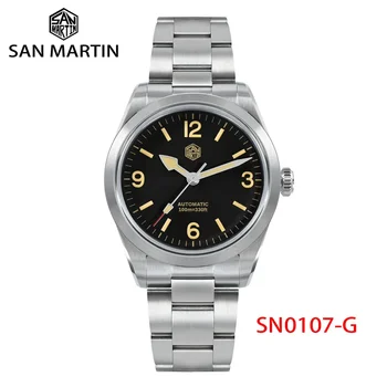 San Martin SN0107-G 38mm Vintage Explore Climbing Series NH35 Mozgás Automatic Férfi Sport Watch Csiszolt tok Kalap Zafír 10Bar