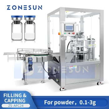 ZONESUN Automatikus injekciós üveg por töltő kupakoló gép palack válogatás Auger töltőanyag fagyasztva szárított por kozmetikai csomagolás ZS-AFC24