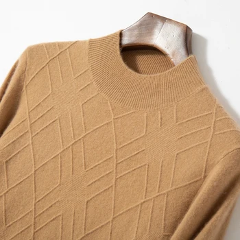 Csúcskategóriás 2023 Új őszi 100% kasmír pulóverek Téli divatruházat Férfi pulóver Egyszínű Slim Fit férfi kötött pulóver