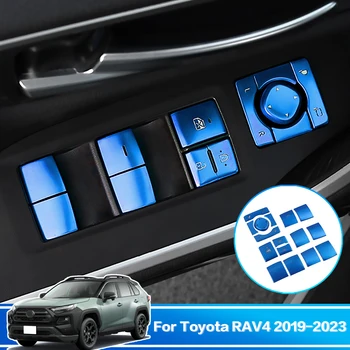16PCS Autóablak üveg emelőkapcsoló gomb díszítő burkolat dekorációs tartozék Toyota RAV4 XA50 Hybrid 2019 2020 2021 2022 2023