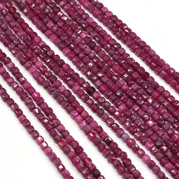 Nagykereskedelmi gyöngyfűzés természetes féldrágakő drágakő rubin csiszolt szabálytalan négyzet alakú gyöngyök 4mm ékszerkészítéshez DIY karkötő ajándék