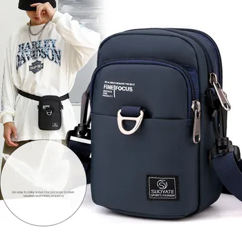 Multifunkcionális férfi egy váll ferde terpeszes táska utazás mobiltelefon kulcskártya Mini kistáska divat Fanny csomag