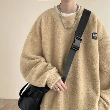 Ősz Új tömör kapucnis pulóver Férfi Harajuku Fashion Casual Oversize kapucnis pulóverek Koreai férfi Harajuku Crewneck Kapucnis pulóver 5XL