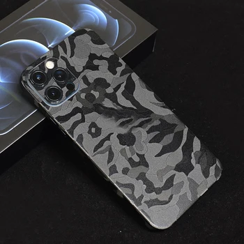 3D Camo Ghost Black Wrap bőr telefon hátsó paszta matrica iPhone 12 Pro Max 12 Mini 11 Pro XS MAX XR XS X 8 7 Plus SE 2020 filmhez