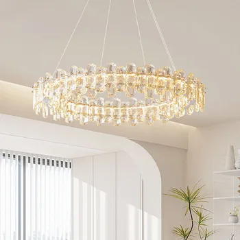 Modern luxus kör alakú kristálycsillár LED lámpák szoba mennyezeti csillárokhoz hálószoba nappali csúcskategóriás világítótestek