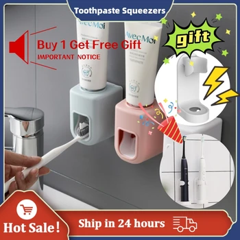 Fürdőszoba automatikus fogkrémadagoló fali tartó vízálló lusta fogkrémnyomó fogkefetartó Fürdőszobai kiegészítők