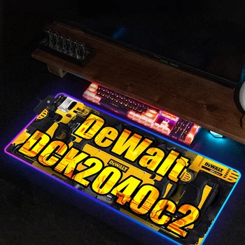 Deskmat Dewalts XXL játékhoz tervezett egérpad 900x400 egérpad Rgb nagy asztali szőnyeg Nagy egérpad háttérvilágítás háttérvilágítású PC gamer szekrény