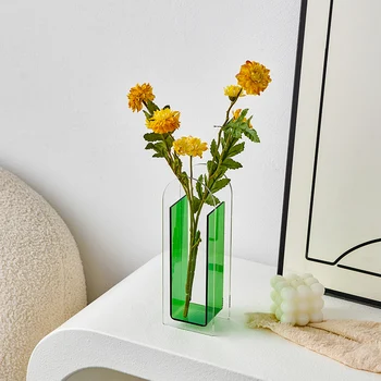 Minimalista dísz Irodai asztali dekoráció Színes akril váza Minimalista művészet Lakberendezés Nappali virágkötészet váza