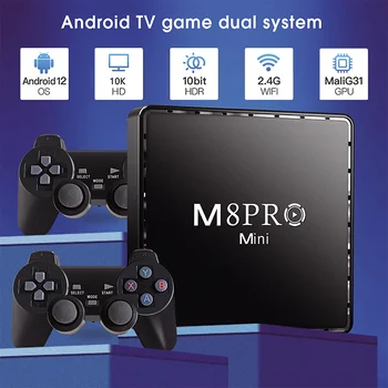 Tolex M8Pro Mini 4K 64G 10000 retro videojáték-konzol 2.4G Wilress vezérlők Android 12 TV doboz Wifi MaliG31 CPU kettős rendszer