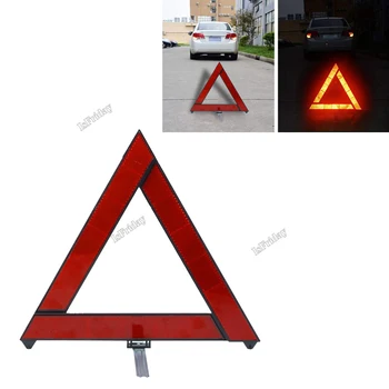 Autó vészhelyzeti meghibásodásra figyelmeztető háromszög piros fényvisszaverő biztonsági veszély autó állvány összehajtott stoptábla reflektor reflektor