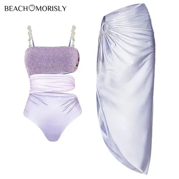 2024 Pearl vállpánt kivágás fényes textúra Egyrészes fürdőruha és szoknya fürdőruha női strandruha fürdőruha bikini szett