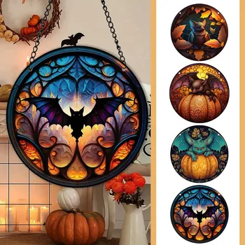 Koszorú jel függő akril medál Halloween akril dekoráció Szoba belső kiegészítők Fali dekoráció otthoni kerti dekorációhoz