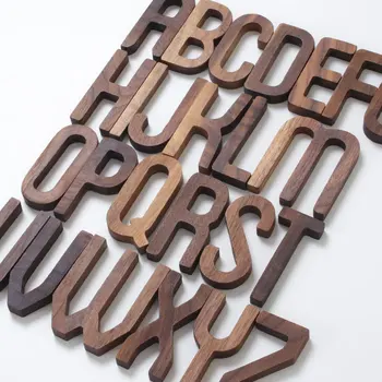 ÚJ Északi stílusú fekete dió levél dekoratív betűk kombinációja fali dekoráció DIY levél lakberendezés fa ábécé