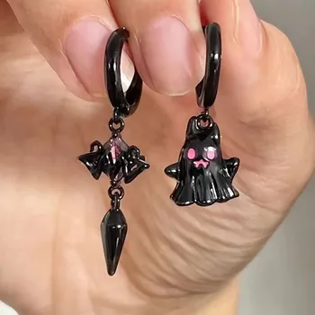 Y2K 2000-es évek esztétikus fekete szellem piercing lógó fülbevaló nőknek Gótikus édes Punk fekete színű fülbevaló Divat ékszerek ajándékok