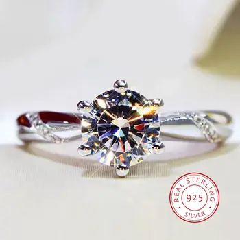 S925 ezüstözött divat Kiváló utánzat Mosan gyémánt gyűrű Super Shiny cirkon Egyszerű nyitású állítható női gyűrű