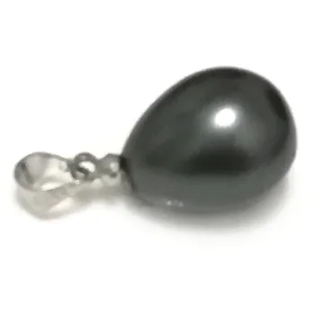 Nagykereskedelem 13-18mm fényes fekete esőcsepp kagyló gyöngy 925 sterling ezüst pendent ékszerekhez