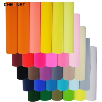 CheoNet 25cmx300cm Flock hőátadás Vinyl tekercs Válogatott színek Vas HTV-n pólóhoz Cricut vagy Heat Press DIY