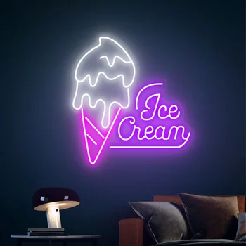 Fagylalt Neon jel egyedi fali művészeti dekoráció LED Light Shop üzleti logó Gyerekek hálószoba éjszakai lámpa jelek születésnapi bár jel