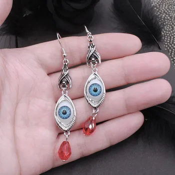Devil's Eye csepp fülbevaló nőknek Vízcsepp Vörös kristály Gótikus denevér Dangle Piercing fülbevaló Gót Halloween ékszer VGE204