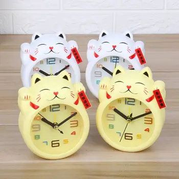 Kínai szerencsés macska óra Feng Shui figura óra színes dobozban Gyerek ébresztőóra