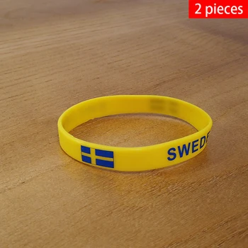2db Svédország Nemzeti Zászló Karszalagok Sport szilikon karkötő Férfi Női gumiszalag Hazafias emlék Divat kiegészítő