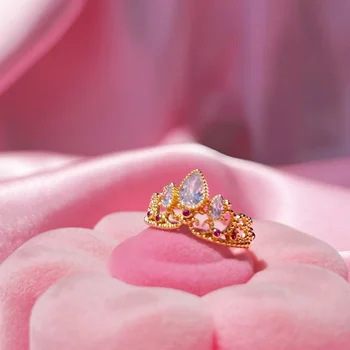 Aranyhaj koronagyűrűk hercegnő gyűrű nőknek Divat esküvői Geek ékszer kiegészítők Aranyozott állítható gyűrűk ajándék neki