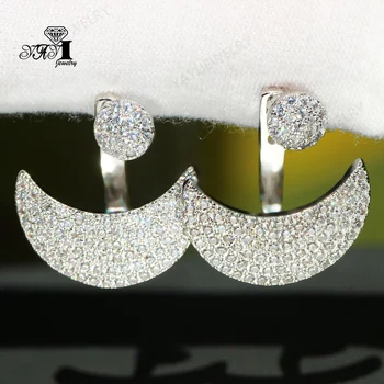 YaYI Fashion Princess Cut White Natural Gemstones Cubic Cirkónium ezüst színű esküvői parti fülcsap Precious Tassel fülbevaló