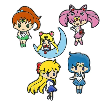Anime Sailor Moon zománc tű Aranyos rajzfilm figura Tsukino Usagi fém jelvény Bross dzseki farmer hajtóka tű ékszer kiegészítők