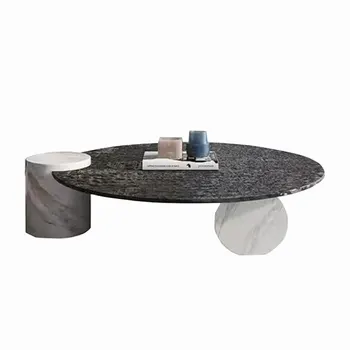 Víz hullámos üveg dohányzóasztal olasz minimalista kis lakás nappali luxus márvány kerek