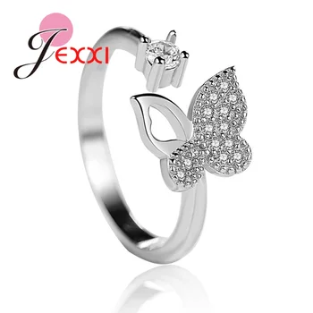 Divatgyűrűk táncoló pillangó nyitott gyűrűk 925 Ezüst tű AAA cirkon gyűrűk nőknek Esküvői/eljegyzési divatékszerek