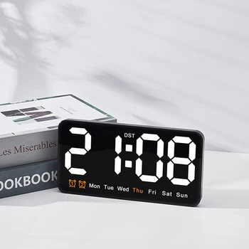 Digitális falióra asztali órák dátummal / héttel / idővel Nagy kijelző Digitális ébresztőóra hálószobai irodához