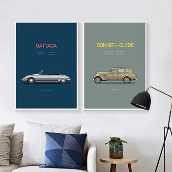 Modern minimalista autós poszter, színes autómintás falfestmény, személyre szabott retro betűs falfestmény, nappali, triptichon lógó p