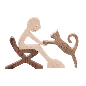 Home faragás dekoráció ajándék aranyos irodai szobor kézművesség figura gyűjthető család kutya macska szobor nappali fa dísz
