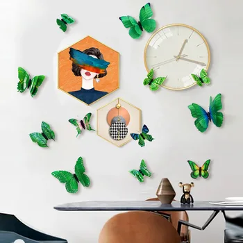 12db 3D pillangó fali matricák DIY pillangók hűtőszekrény matrica kreatív pillangó gyerekszobák otthoni fali dekoráció esküvői dekoráció