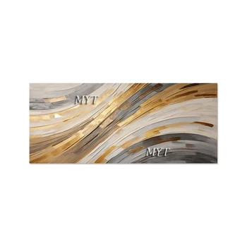 Arany akril textúra Tiszta kézzel készített kés Absztrakt Új falfestmények Művészet Vászon Olajfestmény Nappali dekoratív falfestmény Panel
