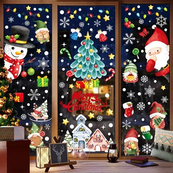 Boldog karácsonyi dekoráció otthoni ablakmatricákhoz Karácsonyi dekoráció hópehely Mikulás jávorszarvas hóember ablak matrica kirakat dekoráció