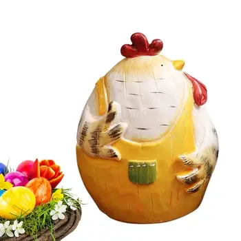 Tyúk szobrok Lakberendezés Retro gyanta csirke szobrok konyhai tavaszi ízdekorációhoz Húsvéti állat szép ruhát visel dekoráció